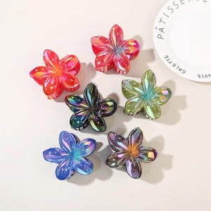Set di 6 mollette per capelli a fiore cangianti in vari colori con finitura aurora metal