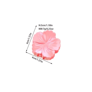 Pink glossy hibiscus flower hair claw clip for fringe 4cm small size resin hair accessory