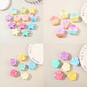 Sweet Plastic Floral Butterfly Mini Hair Claws Gradient Flower Small Hair Clips Fairy Style Hair Accessories For Women