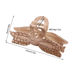 Brown flocked bow claw clip with crocodile texture, size 13cm for thick hair