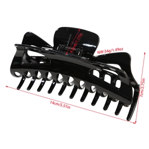 Grande molletta per capelli nera lucida da 14 cm per capelli folti in stile moderno