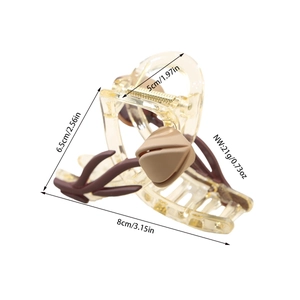 Elegant amber tulip flower claw clip for hair with precise 8cm x 6.5cm dimensions