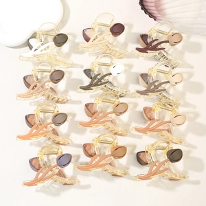 Set of 12 elegant tulip-shaped hair claws in assorted Morandi colors for women