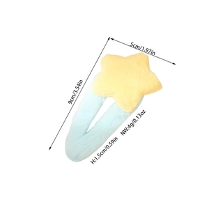 Süße flauschige Stern-Haarklammer in Hellblau und Gelb, 9cm Plüsch-Accessoire für Damen