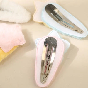Süße flauschige Plüsch-Haarspangen in Sternform in Pastellfarben für Damen mit 7cm BB-Clip