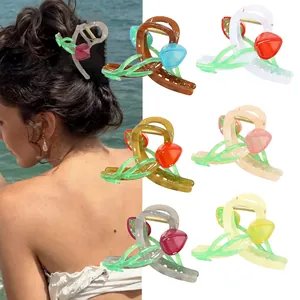 Tulip Hair Claw Clip Elegant 3D Flower Shark Clip Large Strong Hold Resin Hair Accessories For Women Floral Styling Tool