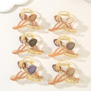 Lot de 6 pinces à cheveux tulipes aux tons neutres avec finition mate pour femmes