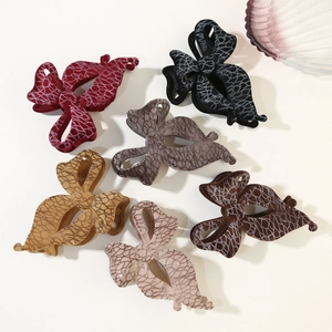 French vintage style velvet bow hair claw clips set in six different elegant colors