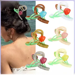 French tulip hair claw clip set in colorful resin for elegant half-tied hairstyles