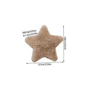 Light brown plush star hair clip showing size 6.5cm and weight 2g for girls