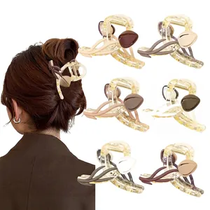 Elegant 3D tulip claw clips in six matte earth tones for various French style hairstyles