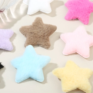 Colorful plush star hair clips for women in soft pink blue and yellow autumn winter style