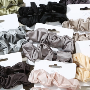 Morandi colors satin silk scrunchies set for ponytail hairstyles in multiple shades