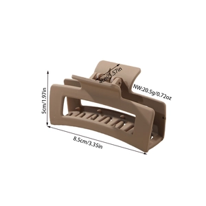 Matte mocha rectangular hollow hair claw clip for women, 8.5cm size resin shark hair jaw