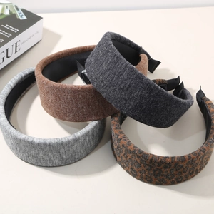 Fashion wool wide headband set with thick sponge padding in four stylish textures