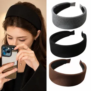 Fascia per Capelli da Donna a Tesa Larga in Tessuto a Costine Moda Tinta Unita Cerchietto a Righe Antiscivolo Fascia Alta Accessori per Capelli