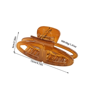 Elegant amber translucent double oval hair claw clip with 12cm size dimensions for women