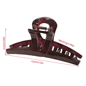 Grande pince à cheveux 13cm bordeaux pour cheveux épais en résine de haute qualité