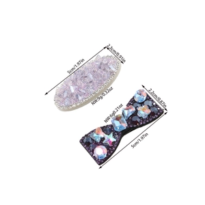 Sparkling crystal oval hair clip and bow hairpin set for girls with size measurements