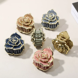 Lot de 6 pinces à cheveux élégantes en forme de rose avec bordures dorées et dégradés