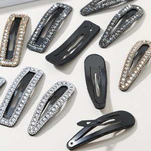 Sparkling rhinestone hair clip set with geometric drip and rectangle designs for women