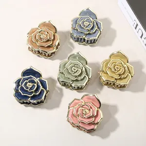 Pince à Cheveux Élégante en Forme de Rose Matériau PS Électroplaqué Couleur Dégradée Antidérapante Forte Tenue Accessoires de Coiffure Femme Cadeau