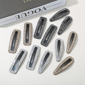 Sparkling rhinestone BB hair clip set in silver and champagne gold for women