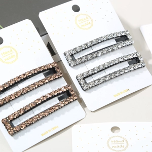 Sparkling rhinestone rectangular hair clip set with champagne and white crystals