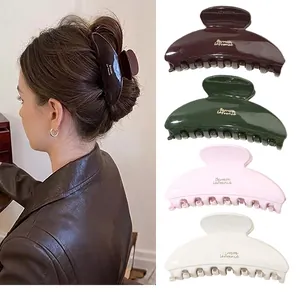 Französisch Vintage Glänzend Haarklammer Halbkreis Große Shark Clip Maillard Farbe Lackierung Haarschmuck Für Damen
