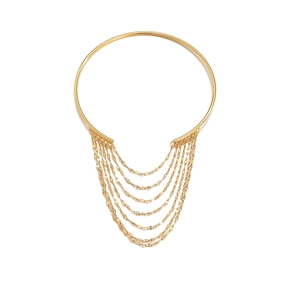 Brazalete dorado de acero inoxidable con flecos de cadenas de varias capas