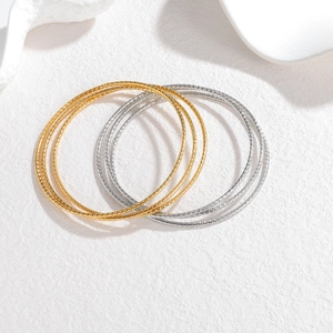Ensemble de bracelets en acier inoxydable avec texture diamantée en or et argent