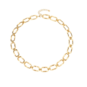 Minimalist gold oval chunky link chain necklace with adjustable lobster clasp
