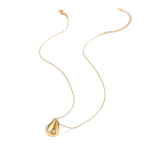 Élégant collier chaîne serpent plaqué or avec pendentif en diamant goutte d'eau