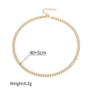Detailed view of golden wheat leaf necklace showing lobster clasp and 40+5cm measurements