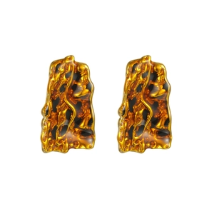 Boucles d'oreilles rétro à motif léopard irrégulier avec monture dorée vintage