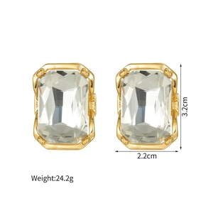 Details zu goldgerahmten quadratischen Zirkon-Ohrringen mit 3,2 cm x 2,2 cm Maßen