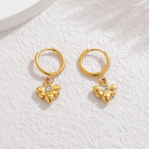 Stainless Steel Rhinestone Animal Geometric Pendant Hoop Earrings Gold Plated Fashion Jewelry Gift For Women