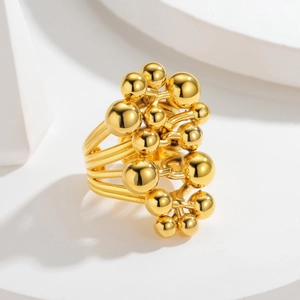 Vintage vergoldeter Ring mit unregelmäßigen Perlen und gestapeltem Bubble-Design