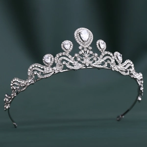 Couronne de mariée de luxe en zircons AAA avec strass en forme de goutte d'eau pour mariage