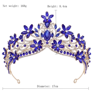 Detail view of Baroque crystal crown showing 17cm diameter and 8.4cm height dimensions