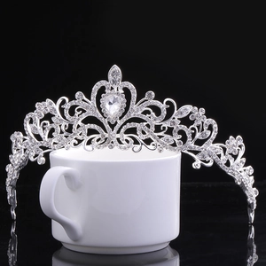 Alloy Rhinestone Bridal Crown Wedding Tiara For Women Baroque Scrollwork Headpiece Teardrop Crystal Accessories Prom Banquet Party Jewelry