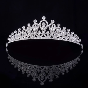 Diadème de Mariée Élégant Style Coréen en Alliage Plaqué Argent avec Strass pour Mariage Fête Bijoux Cheveux