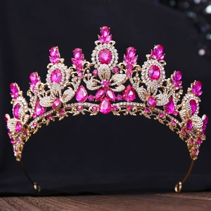 Braut Blume Strass Hochzeit Krone Legierung Kristall Tiara Für Damen Königin Festzug Party Kopfschmuck Haarschmuck