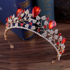 Baroque Bridal Tiara Crown Vintage Leaf Design Rhinestone Crystal For Women Gold Silver Wedding Headpiece Accessories