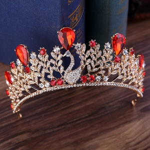 Couronne Diadème de Cygne Baroque pour Femmes Vintage Or Argent Alliage Strass Accessoires Cheveux Mariage Bijoux de Costume Cadeau