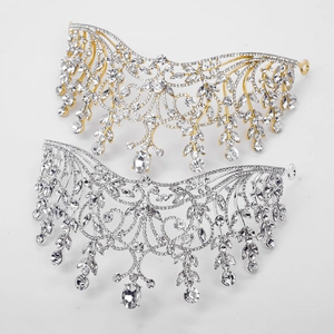 Elegante goldene und silberne Brautkronen mit Markise-Kristallen und Tropfen-Quasten