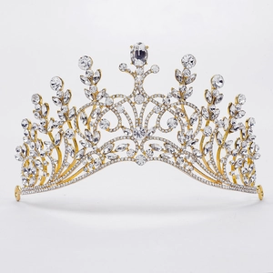 Luxus Barock Brautkrone Strass Legierung Hochzeit Tiara Elegant Kristall Floral Königin Kopfschmuck Party Damen Haarschmuck