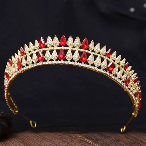 Baroque Vintage Alloy Rhinestone Bridal Crown Tiara Headband Luxurious Water Drop Inlaid Wedding Party Women Hair Jewelry
