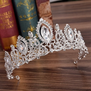 Luxus Barock Legierung Strass Kristall Braut Tiara Krone Vintage Hochzeit Haarschmuck Für Damen Königin Festzug Kopfschmuck