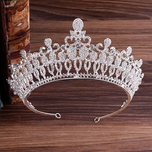 Baroque silver bridal tiara with sparkling rhinestones for luxury wedding accessories